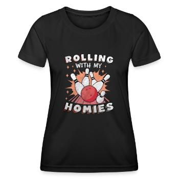 Rouler avec mon cadeau Homies Retro Bowling - T-shirt sport Femme - noir - Devant - AI Model Female 172 light (172cm)
