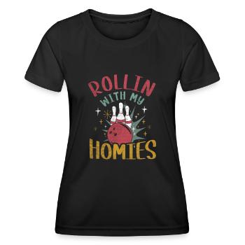 Rollin avec mon cadeau Homies Retro Bowling - T-shirt sport Femme - noir - Devant - AI Model Female 172 light (172cm)