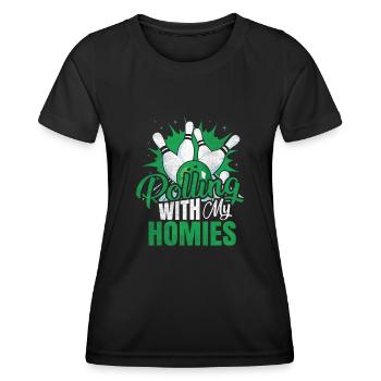 Rouler avec mon cadeau Homies Retro Bowling - T-shirt sport Femme - noir - Devant - AI Model Female 172 light (172cm)