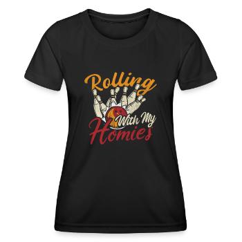 Rouler avec mon cadeau Homies Retro Bowling - T-shirt sport Femme - noir - Devant - AI Model Female 172 light (172cm)