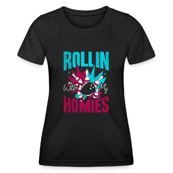 Rollin avec mon cadeau Homies Retro Bowling - T-shirt sport Femme - noir - Devant - AI Model Female 172 light (172cm)