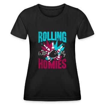Rouler avec mon cadeau Homies Retro Bowling - T-shirt sport Femme - noir - Devant - AI Model Female 172 light (172cm)