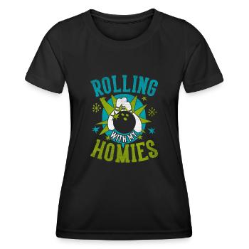 Rouler avec mon cadeau Homies Retro Bowling - T-shirt sport Femme - noir - Devant - AI Model Female 172 light (172cm)