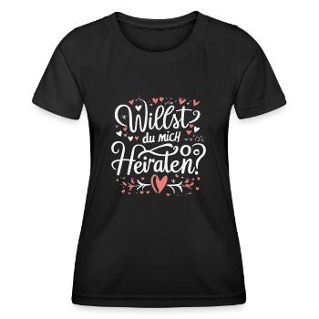 Willst du mich heiraten - Frauen Funktions-T-Shirt - Schwarz - Vorne - AI Model Female 172 light (172cm)