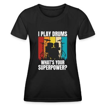 Batterie Batteur Batteur - T-shirt sport Femme - noir - Devant - AI Model Female 172 light (172cm)