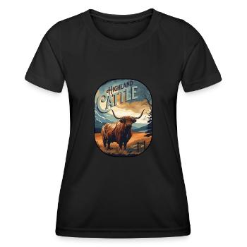 Highland Cattle - Frauen Funktions-T-Shirt - Schwarz - Vorne - AI Model Female 172 light (172cm)