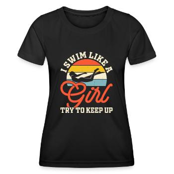 Flotteur de natation - T-shirt sport Femme - noir - Devant - AI Model Female 172 light (172cm)