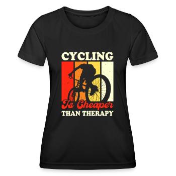 Le cyclisme coûte moins cher que la thérapie - T-shirt sport Femme - noir - Devant - AI Model Female 172 light (172cm)