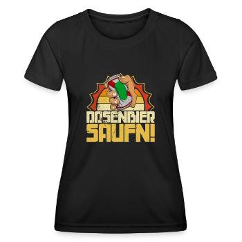 Saufen Bier Trinken Alkohol Dosenbier Bierzelt - Frauen Funktions-T-Shirt - Schwarz - Vorne - AI Model Female 172 light (172cm)
