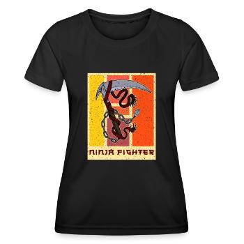 Kettenwaffe Kusarigama Japan Kampfkunst Ninja - Frauen Funktions-T-Shirt - Schwarz - Vorne - AI Model Female 172 light (172cm)