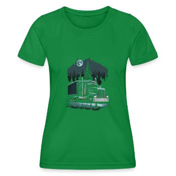 Chauffeur de camion de Noël Semi-remorque de Noël - T-shirt sport Femme - vert - Devant - AI Model Female 172 dark (172cm)