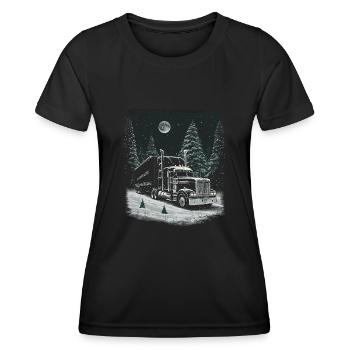 Christmas Truck Driver Christmas Semi Truck - Women's Functional T-Shirt - black - Front - AI Model Female 172 light (172cm)