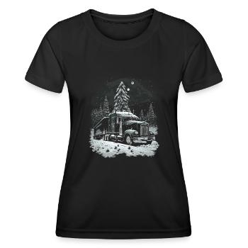 Christmas Truck Driver Christmas Semi Truck - Women's Functional T-Shirt - black - Front - AI Model Female 172 light (172cm)