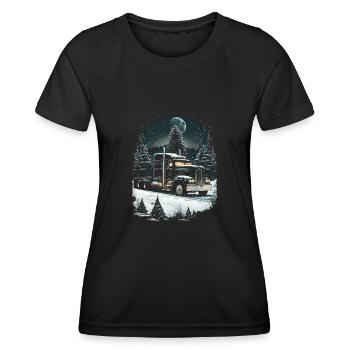 Christmas Truck Driver Christmas Semi Truck - Women's Functional T-Shirt - black - Front - AI Model Female 172 light (172cm)