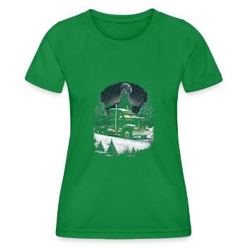 Chauffeur de camion de Noël Semi-remorque de Noël - T-shirt sport Femme - vert - Devant - AI Model Female 172 dark (172cm)