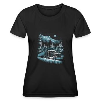 Christmas Truck Driver Christmas Semi Truck - Women's Functional T-Shirt - black - Front - AI Model Female 172 light (172cm)
