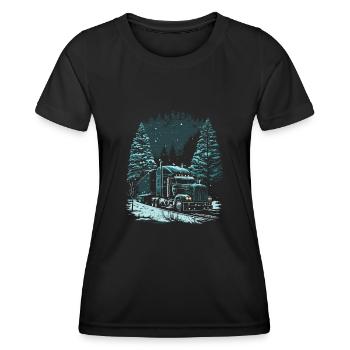Christmas Truck Driver Christmas Semi Truck - Women's Functional T-Shirt - black - Front - AI Model Female 172 light (172cm)