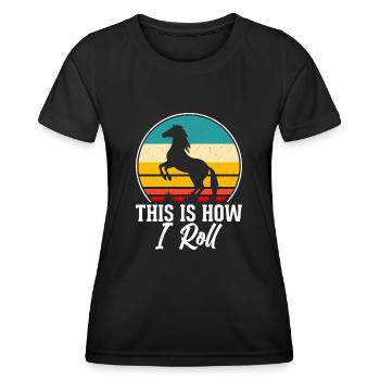Horse Riding - Women's Functional T-Shirt - black - Front - AI Model Female 172 light (172cm)