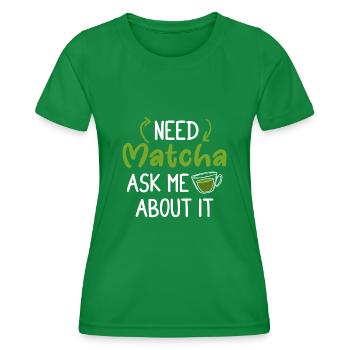 Grüntee-Liebhaber Japanischer Matcha-Latte-Drink - Frauen Funktions-T-Shirt - Kelly Green - Vorne - AI Model Female 172 dark (172cm)