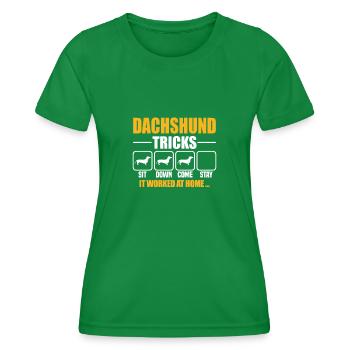 Dachshund Tricks - Women's Functional T-Shirt - kelly green - Front - AI Model Female 172 dark (172cm)