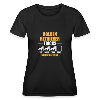 Golden Retriever Tricks - Women's Functional T-Shirt - black - Front - AI Model Female 172 light (172cm)