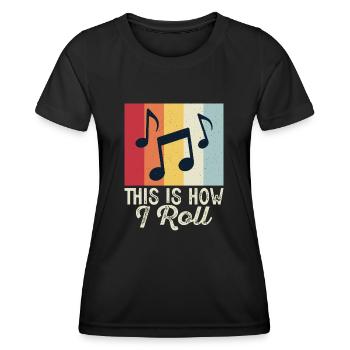 Partitions musicales Musiciens - T-shirt sport Femme - noir - Devant - AI Model Female 172 light (172cm)