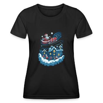 Moderne Kunst trifft Weihnachten Santa Claus - Frauen Funktions-T-Shirt - Schwarz - Vorne - AI Model Female 172 light (172cm)