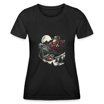 La fantaisie rencontre la fête du Père Noël avec un traîneau - T-shirt sport Femme - noir - Devant - AI Model Female 172 light (172cm)