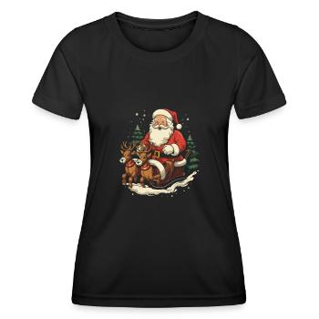 Verbreiten Sie Weihnachtsfreude mit Santa Claus - Frauen Funktions-T-Shirt - Schwarz - Vorne - AI Model Female 172 light (172cm)