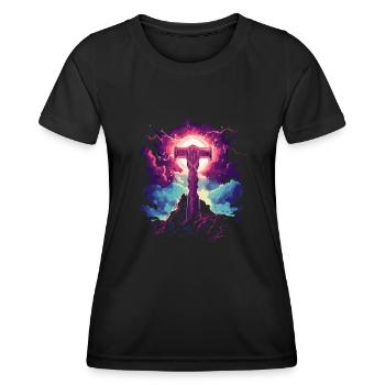Le pouvoir du tonnerre sur votre t-shirt : Mjölnir - T-shirt sport Femme - noir - Devant - AI Model Female 172 light (172cm)