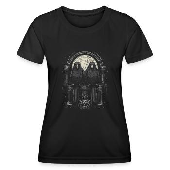 Odin’s Faithful Ravens: Hugin et Munin Mythology Fans - T-shirt sport Femme - noir - Devant - AI Model Female 172 light (172cm)