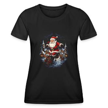 Verbreiten Sie Weihnachtsfreude mit Santa Claus - Frauen Funktions-T-Shirt - Schwarz - Vorne - AI Model Female 172 light (172cm)