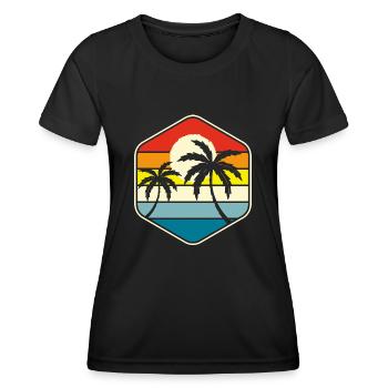 Palmen Retro Vintage - Frauen Funktions-T-Shirt - Schwarz - Vorne - AI Model Female 172 light (172cm)