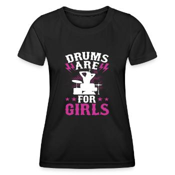 Batterie Batteur Batteur - T-shirt sport Femme - noir - Devant - AI Model Female 172 light (172cm)