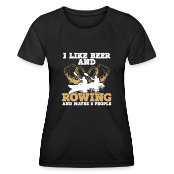 I like beer and rowing - Women's Functional T-Shirt - black - Front - AI Model Female 172 light (172cm)