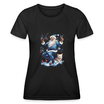 Plaisir de Noël: Père Noël ivre - T-shirt sport Femme - noir - Devant - AI Model Female 172 light (172cm)