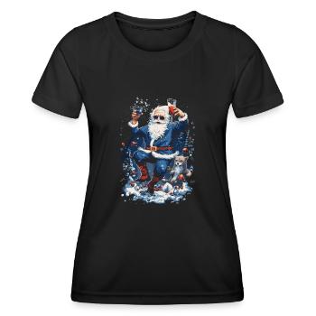 Plaisir de Noël: Père Noël ivre - T-shirt sport Femme - noir - Devant - AI Model Female 172 light (172cm)