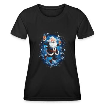 Plaisir de Noël: Père Noël ivre - T-shirt sport Femme - noir - Devant - AI Model Female 172 light (172cm)