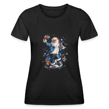 Plaisir de Noël: Père Noël ivre - T-shirt sport Femme - noir - Devant - AI Model Female 172 light (172cm)