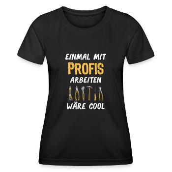 Profis Handwerker Arbeitskollegen - Frauen Funktions-T-Shirt - Schwarz - Vorne - AI Model Female 172 light (172cm)