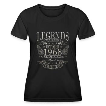 Octobre 1968 Anniversaire Octobre 1968 Octobre - T-shirt sport Femme - noir - Devant - AI Model Female 172 light (172cm)