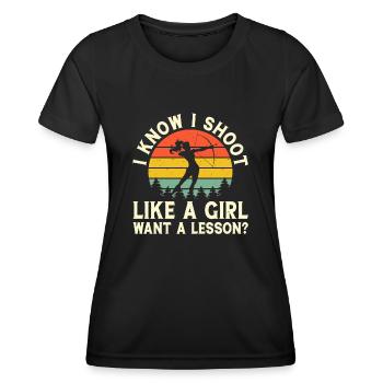 Archer Tir à l’arc - T-shirt sport Femme - noir - Devant - AI Model Female 172 light (172cm)