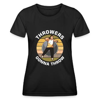 Athletics, athletics, throwing athletes, - Women's Functional T-Shirt - black - Front - AI Model Female 172 light (172cm)