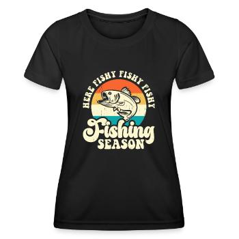 Angler - Frauen Funktions-T-Shirt - Schwarz - Vorne - AI Model Female 172 light (172cm)