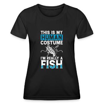Angler - Frauen Funktions-T-Shirt - Schwarz - Vorne - AI Model Female 172 light (172cm)
