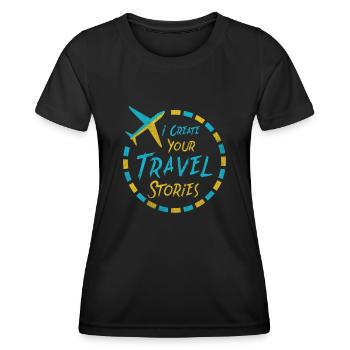I Create Your Travel Stories Reisebüro - Frauen Funktions-T-Shirt - Schwarz - Vorne - AI Model Female 172 light (172cm)