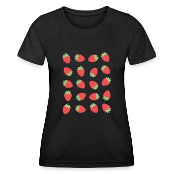 Motif de fruits de baies de fraises - T-shirt sport Femme - noir - Devant - AI Model Female 172 light (172cm)