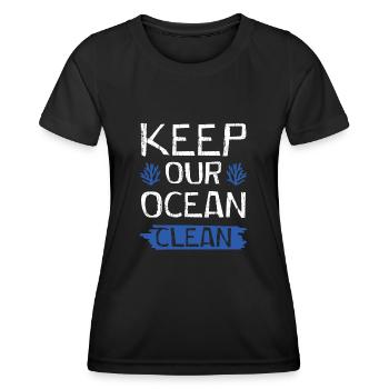 ozean sauber halten - Frauen Funktions-T-Shirt - Schwarz - Vorne - AI Model Female 172 light (172cm)