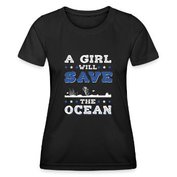 Océan Sauvez l’océan - T-shirt sport Femme - noir - Devant - AI Model Female 172 light (172cm)