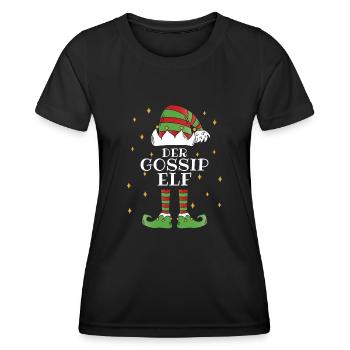 Der Gossip Elf - Familien Weihnachtsoutfit - Frauen Funktions-T-Shirt - Schwarz - Vorne - AI Model Female 172 light (172cm)